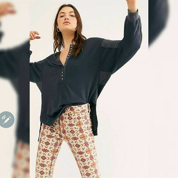 We the Free New orange Back at It oversized slouchy thermal henley size S - Picture 6 of 15